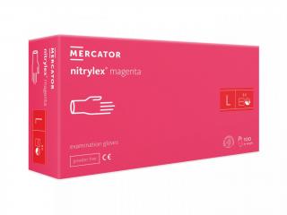 Nitrilové rukavice Mercator NITRYLEX magenta, nepudr., 100 ks Velikost: L
