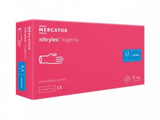 Nitrilové rukavice Mercator NITRYLEX magenta, nepudr., 100 ks Velikost: M