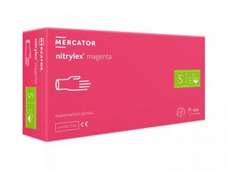 Nitrilové rukavice Mercator NITRYLEX magenta, nepudr., 100 ks Velikost: S