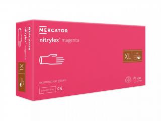 Nitrilové rukavice Mercator NITRYLEX magenta, nepudr., 100 ks Velikost: XL