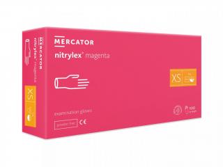 Nitrilové rukavice Mercator NITRYLEX magenta, nepudr., 100 ks Velikost: XS