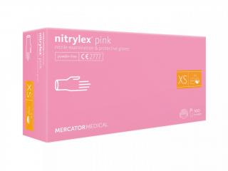 Nitrilové rukavice Mercator NITRYLEX růžové, nepudr., 100 ks Velikost: XS