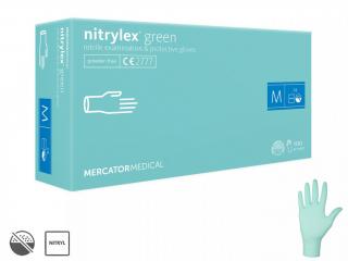Nitrilové rukavice Mercator NITRYLEX zelené 100 ks Velikost: M