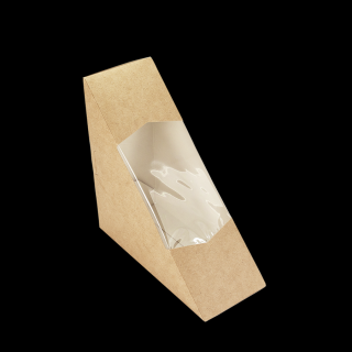 Papírový box EKO na sendvič 127х127х55 mm hnědý s okénkem bal/50 ks