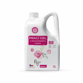 Prací gel z Marseillského mýdla pro citlivou pokožku Růže 2L, 40PD