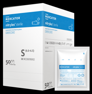 Sterilní vyšetřovací nitrilové rukavice Mercator NITRYLEX Sterile, 1 pár Velikost: L