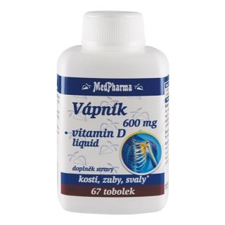 Vápník 600 mg + vitamin D3, 67 tobolek