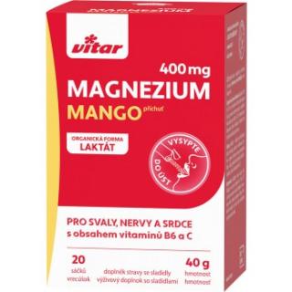 Vitar Magnézium 400 mg + B6 + C, 20 sáčků Příchutě: Mango