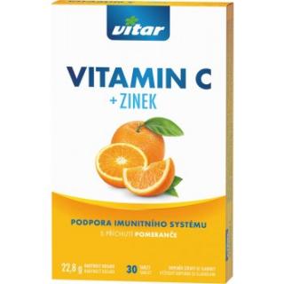Vitar Vitamin C + zinek - pomeranč, 30 tablet