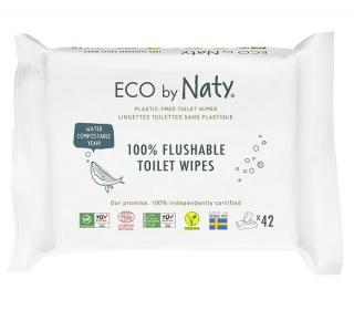 Vlhčené splachovatelné ubrousky s funkcí toaletního papíru ECO by Naty bez vůně  (42 ks)