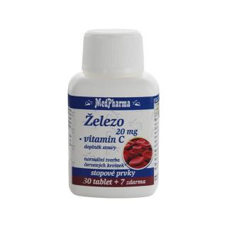 Železo 20 mg + vitamin C, 37 tablet