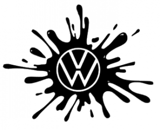 Samolepka - Kaňka Volkswagen (nové logo) Velikost: Delší strana 10 cm, Barva: Červená