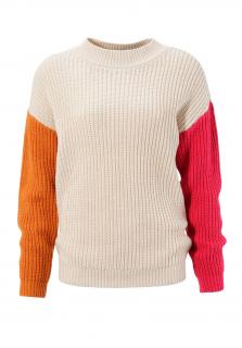 ANISTON CASUAL svetr s barevnými rukávy* L, 44, Béžová