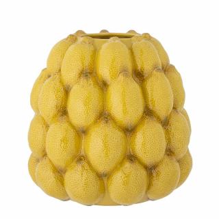 Bloomingville, Kameninová váza Lemon, citrony, 22 cm | žlutá