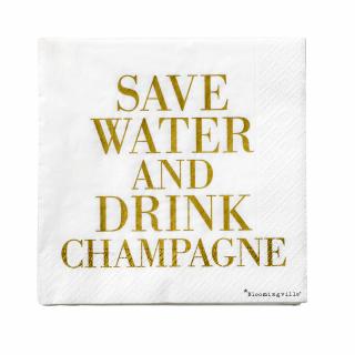 Bloomingville, Papírové ubrousky Lolly "Save water and drink Champagne", 20 ks | bílá