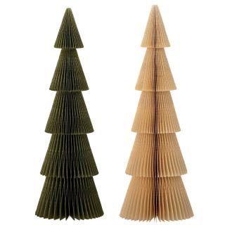 Bloomingville, Papírové vánoční stromky Milan 2 ks | béžová. zelená