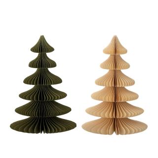 Bloomingville, Papírové vánoční stromky Milan 2 ks | zelená, béžová