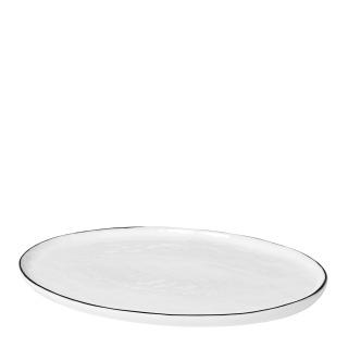 Broste, Oválný talíř SALT 30cm | bílá,černá
