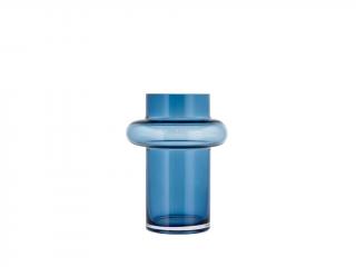 Lyngby Glas, Skleněná váza Tube Dark Blue 20 cm | tmavě modrá