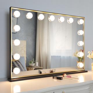 MMIRO, Hollywoodské make-up zrcadlo s osvětlením L620, 75 x 56 cm  | černá