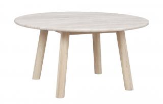 Rowico Home, Čtvercový travertinový konferenční stolek TARANSAY 90 cm | Světle hnědý