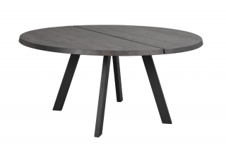 Rowico Home, Jídelní stůl s dvoudílnou deskou FRED Dark brown/black, 160x160 cm | tmavě hnědá, černá