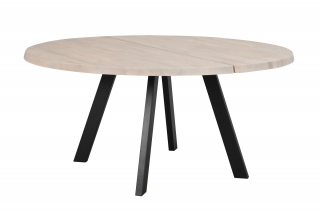 Rowico Home, Jídelní stůl s dvoudílnou deskou FRED Whitewash/black, 160x160 cm | přírodní, černá