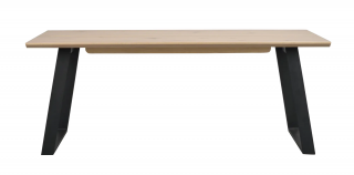 Rowico Home, Jídelní stůl s dvoudílnou deskou MELVILLE Whitewash/black, 210x95 cm | přírodní, černá
