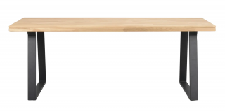 Rowico Home, Jídelní stůl z masivního dubu BROOKLYN Oak/black, 170x95 cm | dub, přírodní, černá