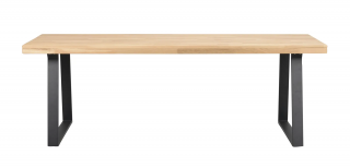 Rowico Home, Jídelní stůl z masivního dubu BROOKLYN Oak/black, 220x95 cm | dub, přírodní, černá