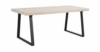 Rowico Home, Jídelní stůl z masivního dubu BROOKLYN Whitewash/black, 170x95 cm | přírodní, černá