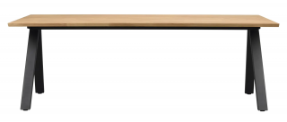 Rowico Home, Jídelní stůl z masivního dubu CARRADALE Oak/black, 220x100 cm | dub, přírodní, černá