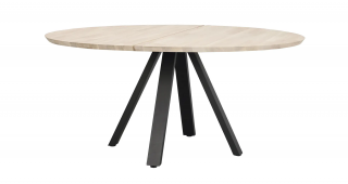 Rowico Home, Kulatý jídelní stůl CARRADALE Whitewash/black, 150x150 cm | přírodní, černá
