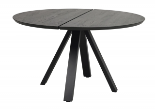Rowico Home, Kulatý jídelní stůl z masivního dubu CARRADALE Black, 130x130 cm | černá