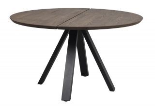 Rowico Home, Kulatý jídelní stůl z masivního dubu CARRADALE Brown/black, 130x130 cm | hnědá, černá