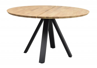 Rowico Home, Kulatý jídelní stůl z masivního dubu CARRADALE Oak/black, 130x130 cm | dub, přírodní, černá