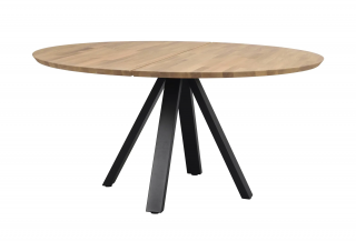 Rowico Home, Kulatý jídelní stůl z masivního dubu CARRADALE Oak/black, 150x150 cm | dub, přírodní, černá