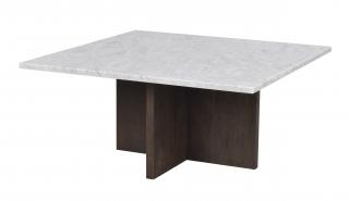 Rowico Home, Mramorový čtvercový konferenční stolek BROOKSVILLE 90 cm | Bílý/Hnědý