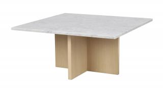 Rowico Home, Mramorový čtvercový konferenční stolek BROOKSVILLE 90 cm | Bílý/Světle hnědý