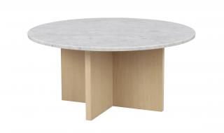 Rowico Home, Mramorový kulatý konferenční stolek BROOKSVILLE 90 cm | Bílý/Světle hnědý