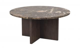 Rowico Home, Mramorový kulatý konferenční stolek BROOKSVILLE 90 cm | Hnědý