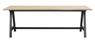 Rowico Home, Obdélníkový jídelní stůl CARRADALE Whitewash/black, 220x100 cm | přírodní, černá