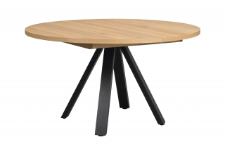 Rowico Home, Rozkládací kulatý jídelní stůl MADDOCK Oak/black, 135x135 cm | dub, přírodní, černá