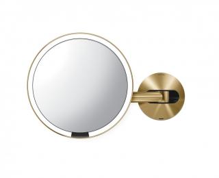 Simplehuman, Nástěnné kosmetické zrcadlo s LED osvětlením Sensor, dobíjecí, 20 cm | mosazná