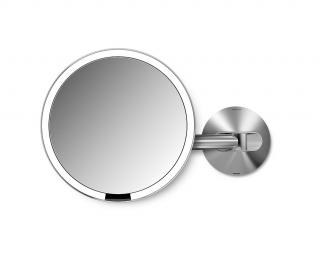 Simplehuman, Nástěnné kosmetické zrcadlo s LED osvětlením Sensor, dobíjecí, 20 cm | nerezová
