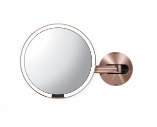 Simplehuman, Nástěnné kosmetické zrcadlo s LED osvětlením Sensor, dobíjecí, 20 cm | zlato růžová