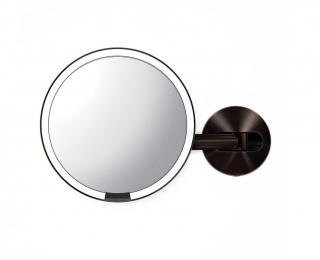 Simplehuman, Nástěnné kosmetické zrcadlo s LED osvětlením Sensor, síťové, 20 cm | tmavá bronz