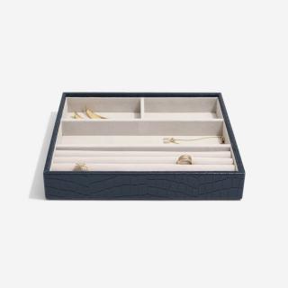Stackers, Box na šperky Classic Navy Croc Ring/Bracelets Layer | tmavě modrá
