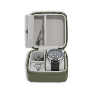 Stackers, Cestovní šperkovnice na hodinky a šperky Green Canvas Watch & Jewellery Box | zelená