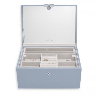 Stackers, Luxusní šperkovnice se zrcadlem Luxury Classic Dusky Blue | modrá